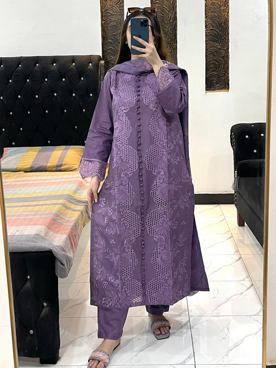 JANAN 3Pc- EMBROIDERED DRESS