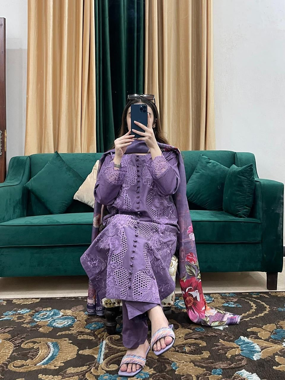 JANAN 3Pc- EMBROIDERED DRESS