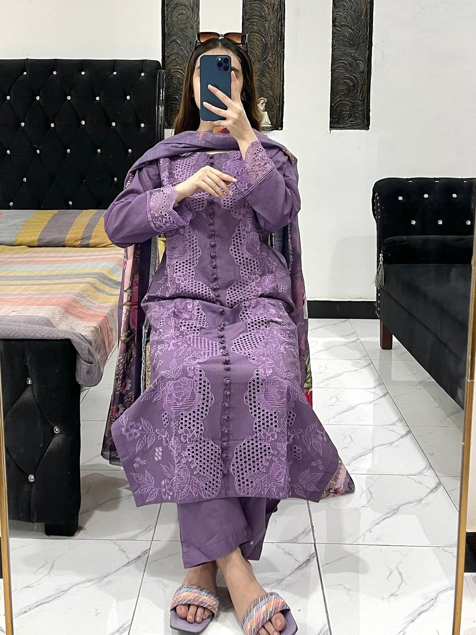 JANAN 3Pc- EMBROIDERED DRESS