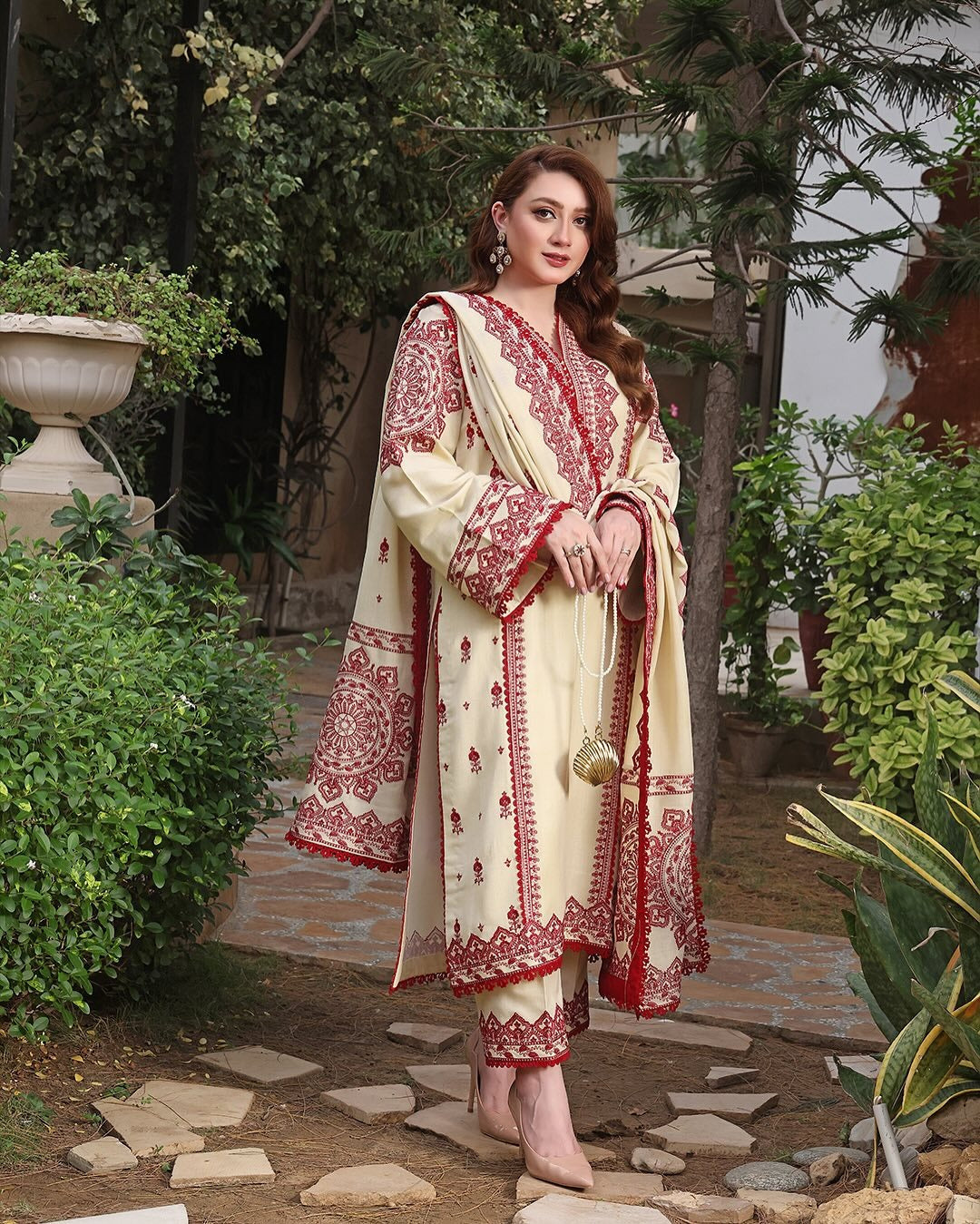 Safa 3Pc- Embroidered Dress
