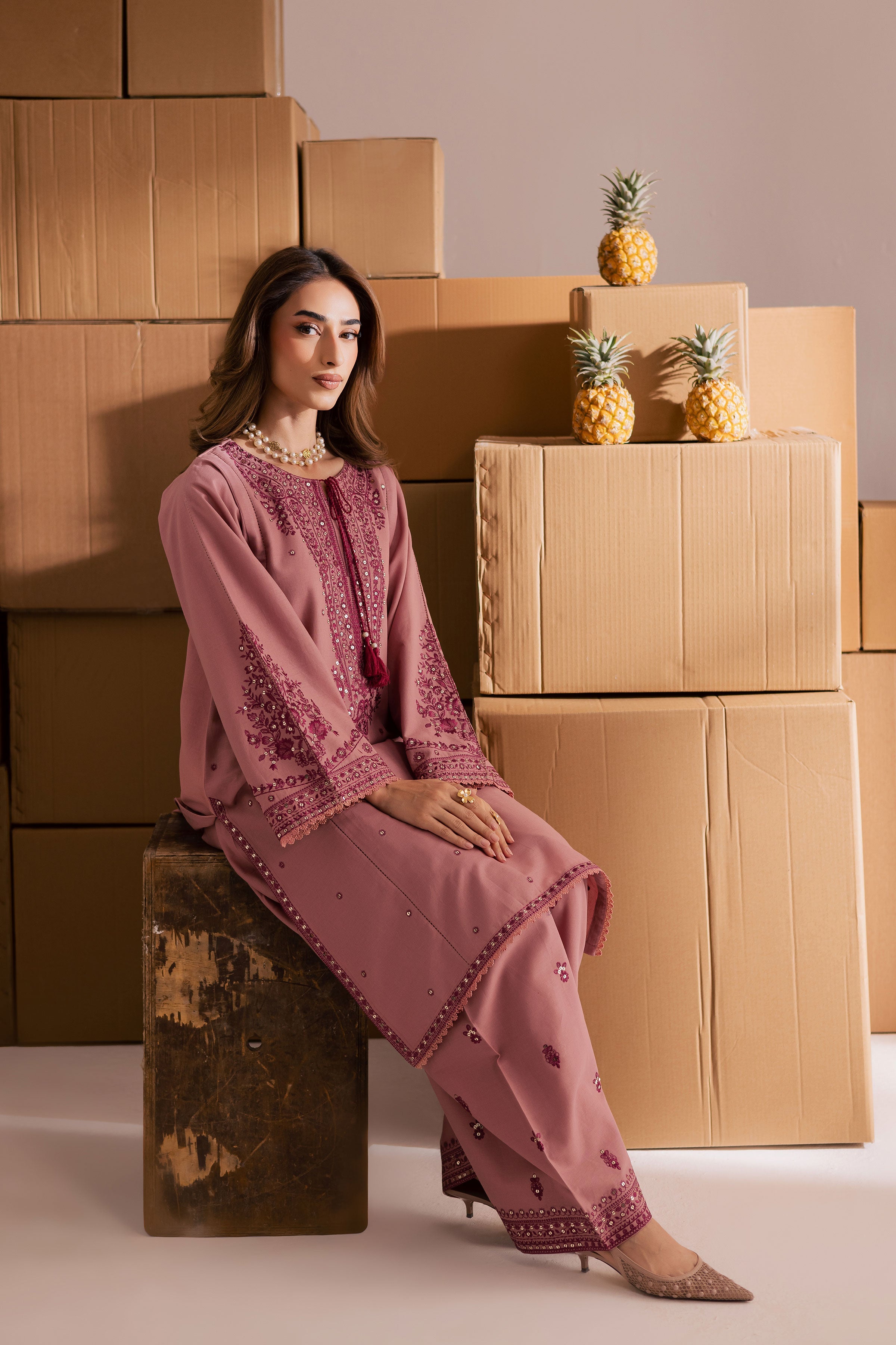 Roop 2Pc- Embroidered Dress