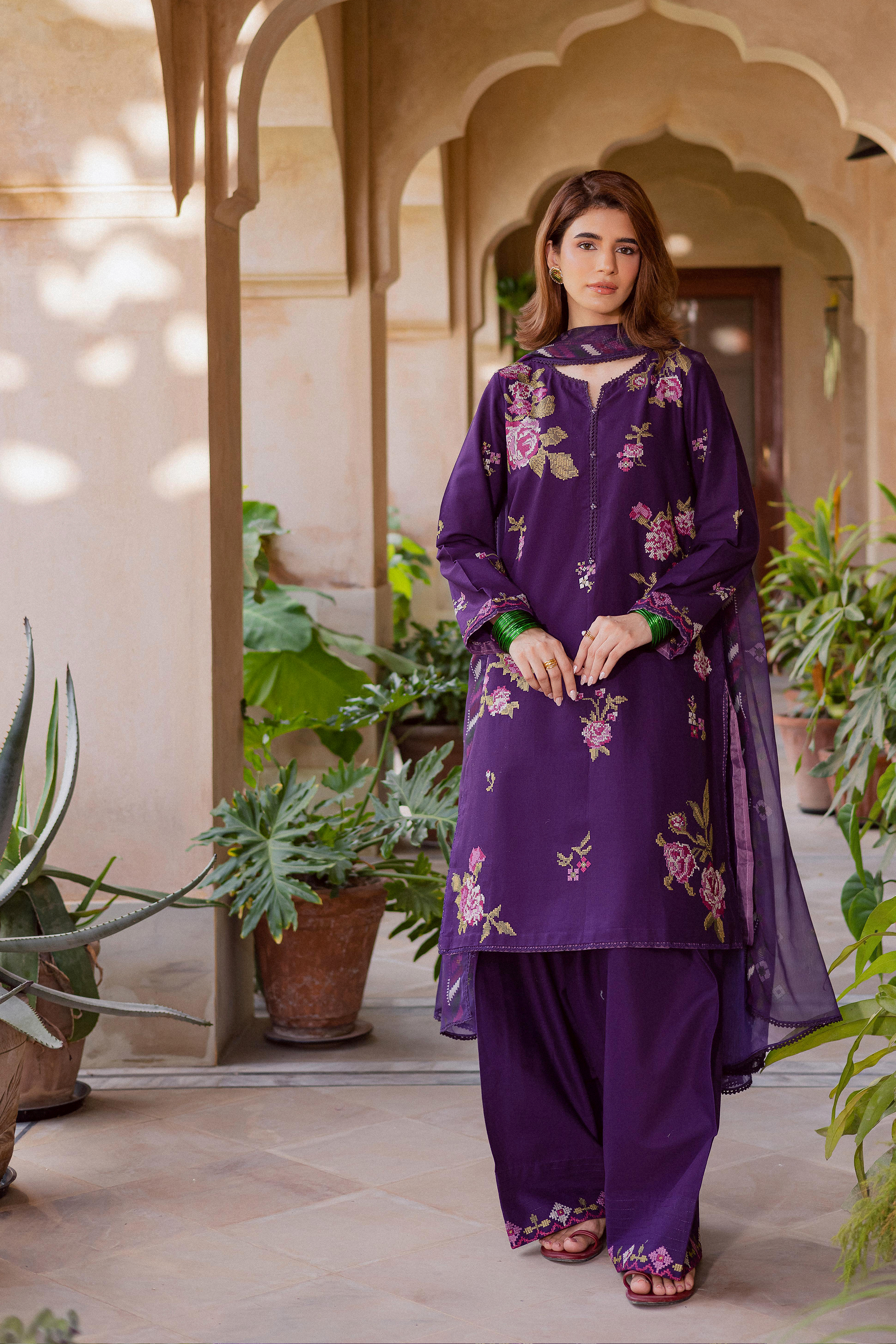 Nate Stitch 3Pc-Embroidered Dress