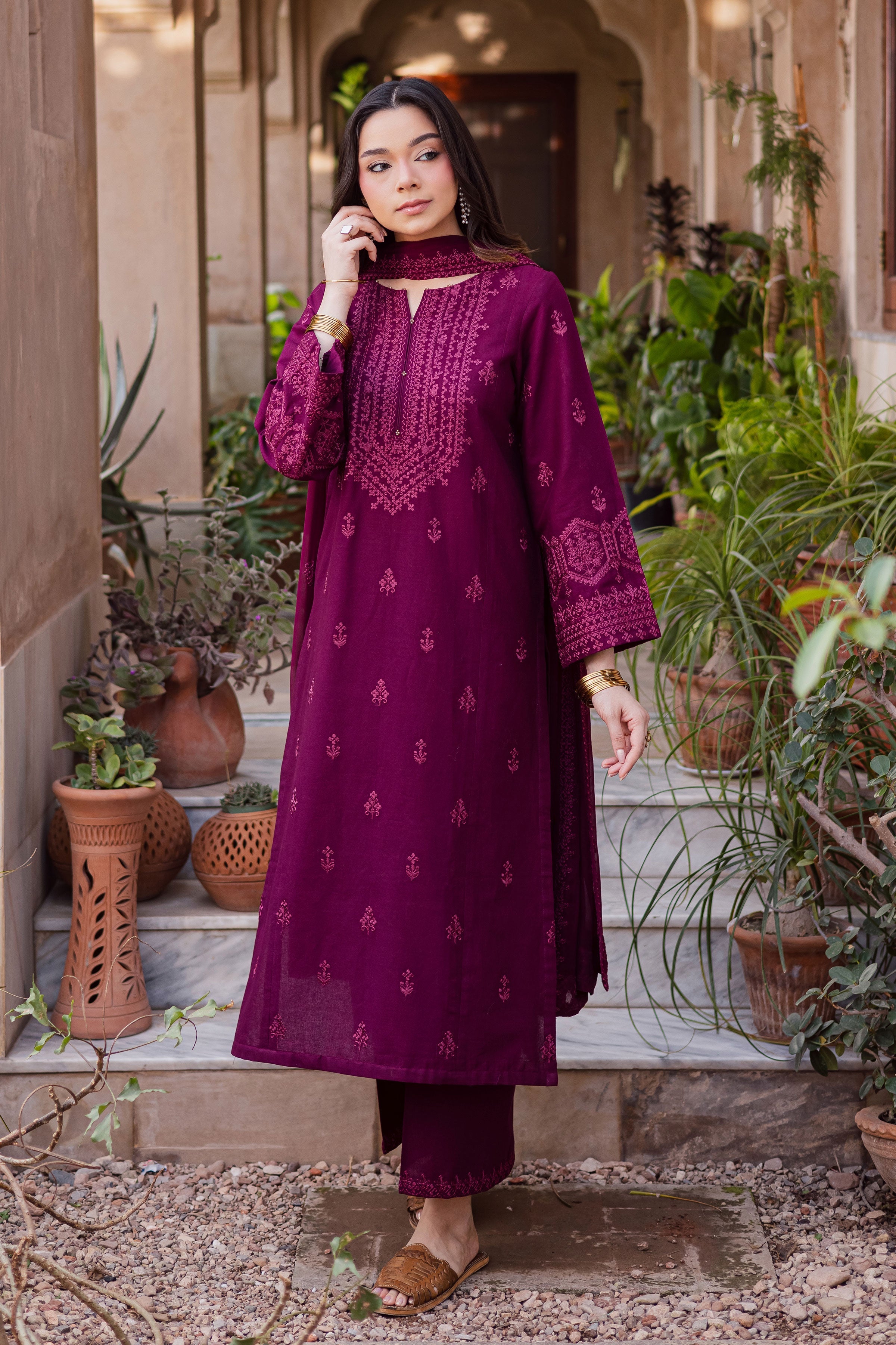 Hezlin 3Pc- Embroidered Dress