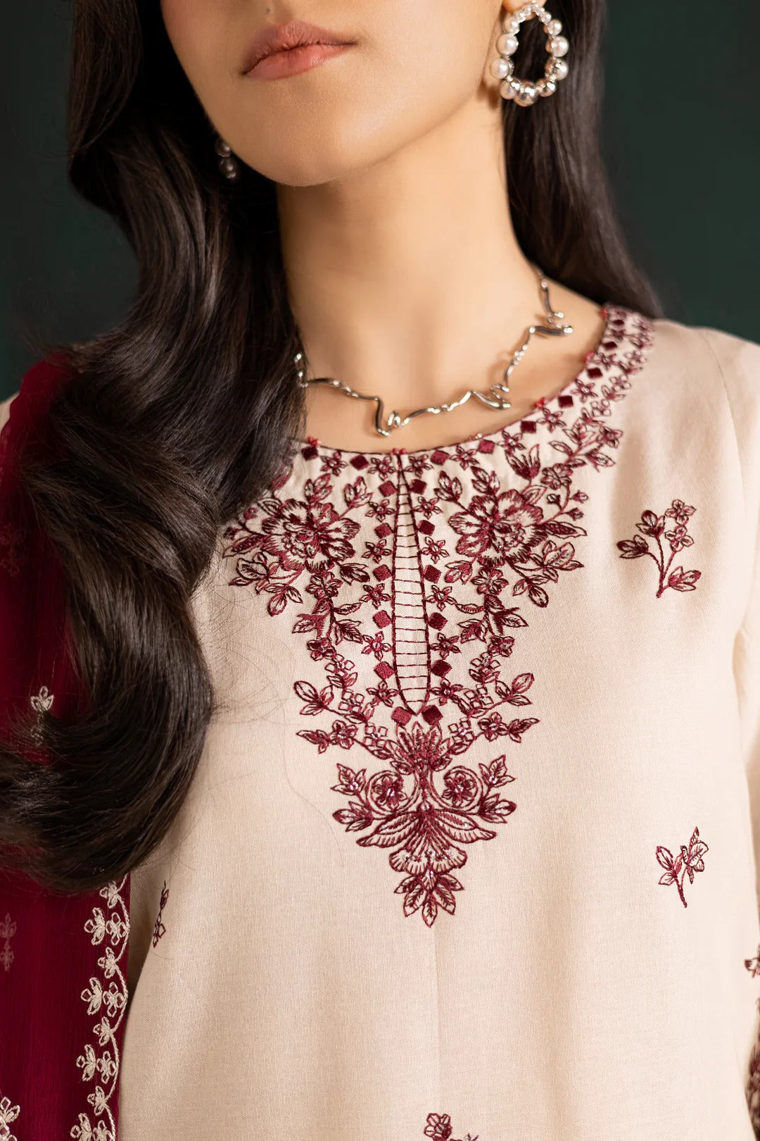 Ivory Rua 3Pc - Embroidered Dress