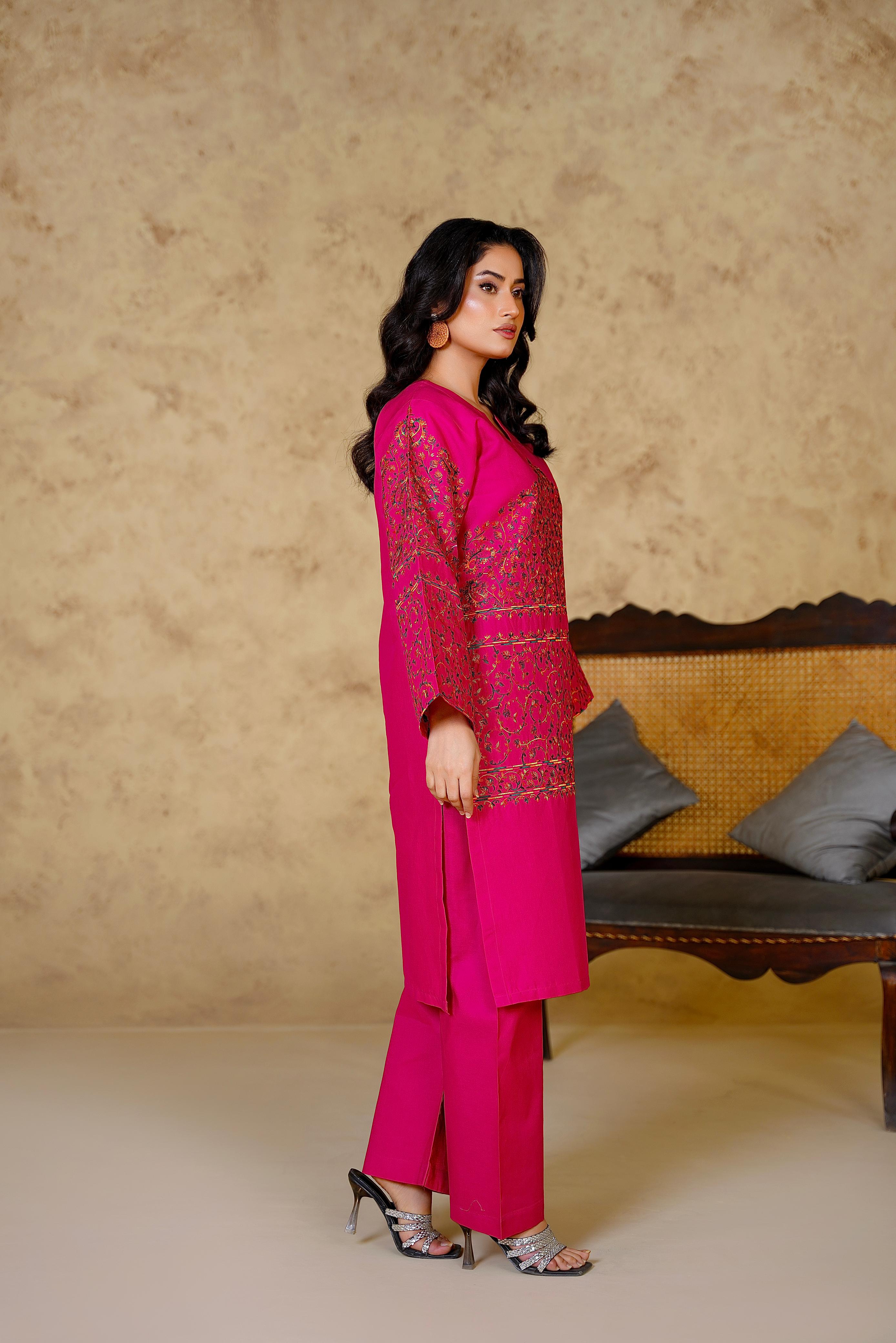 ZEVA 2PC EMBROIDERED DRESS