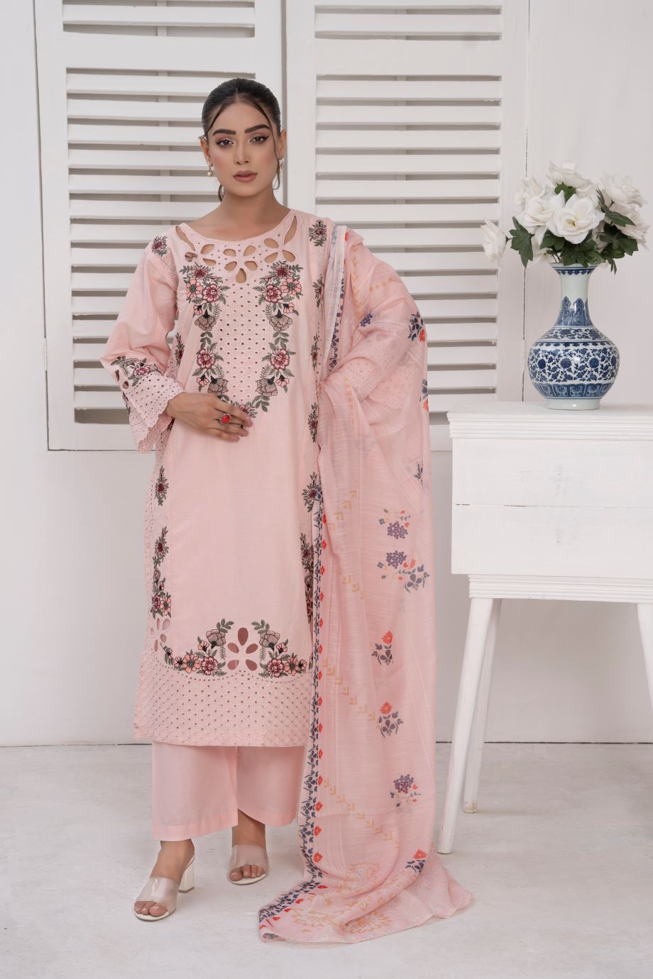 Peacher- 3PC EMBROIDERED SUIT