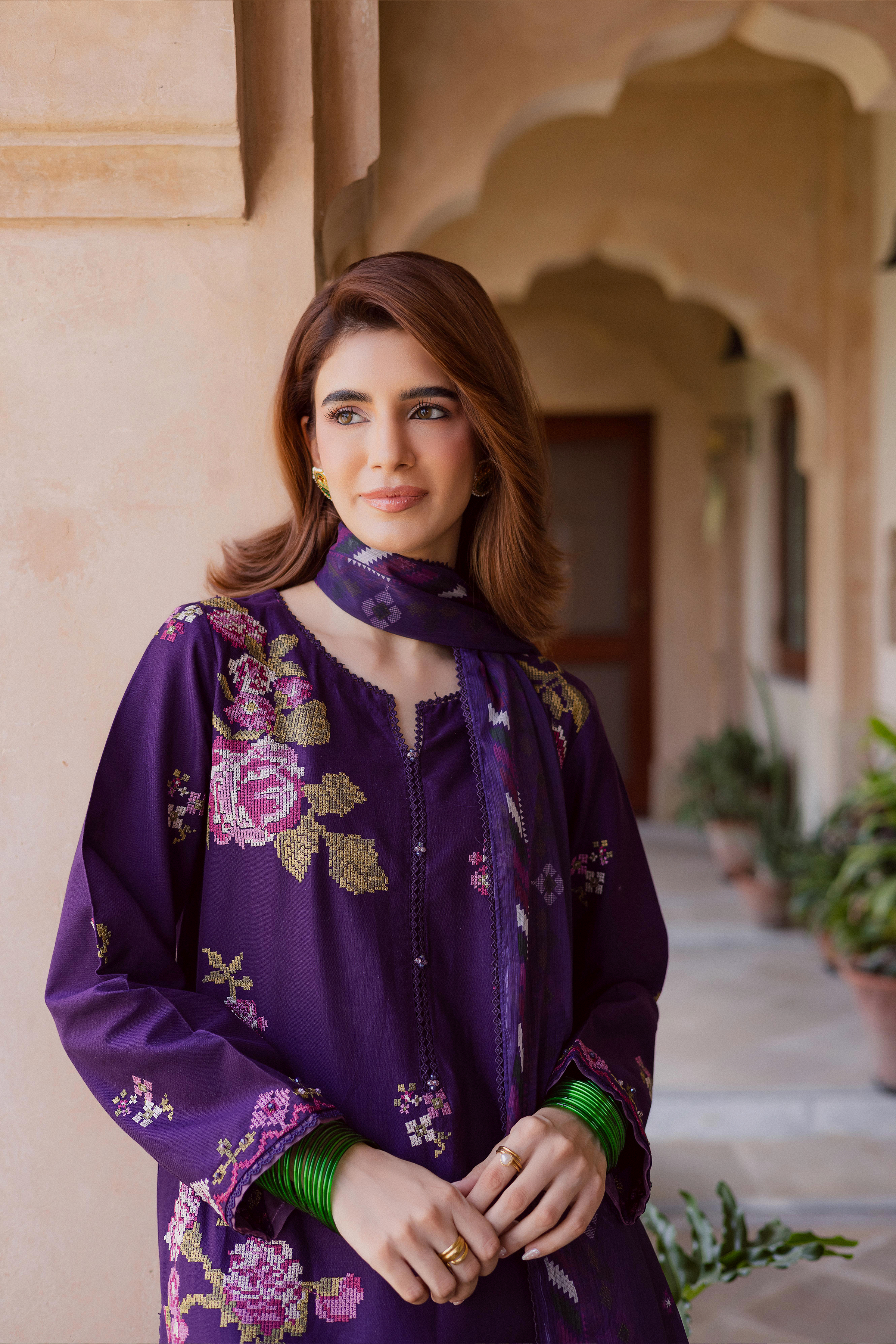 Nate Stitch 3Pc-Embroidered Dress