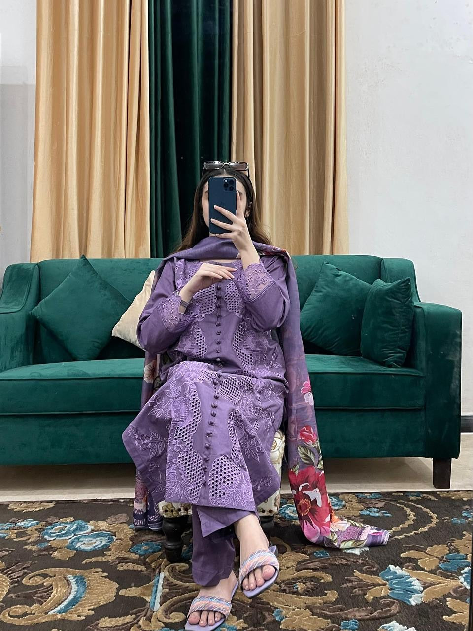 JANAN 3Pc- EMBROIDERED DRESS