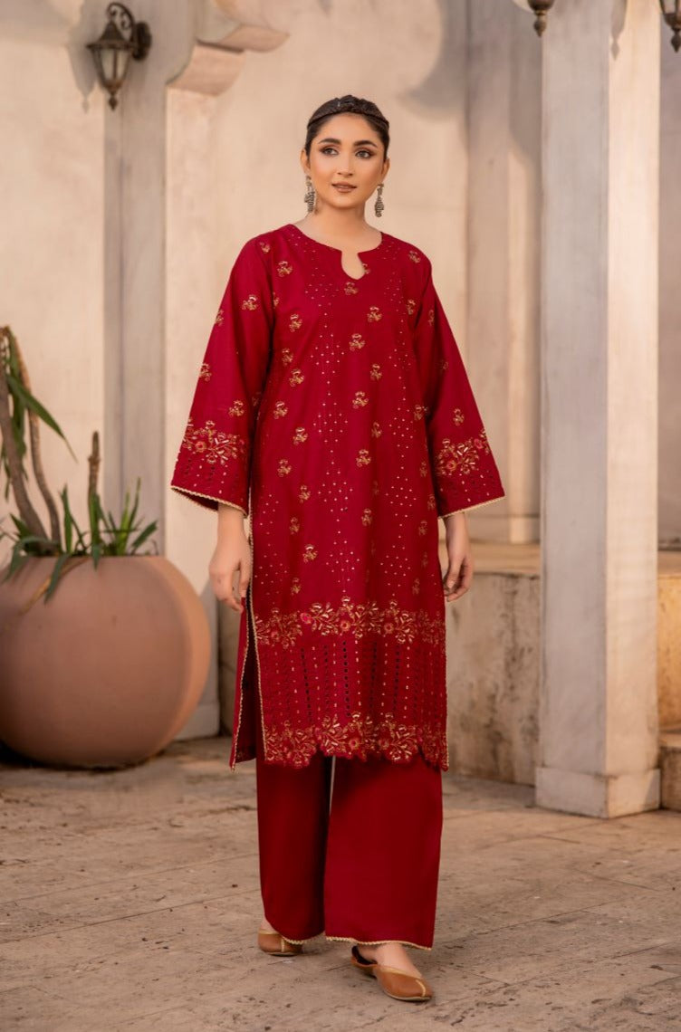 WINTER - Ruby 3Pc - Embroidered Dress