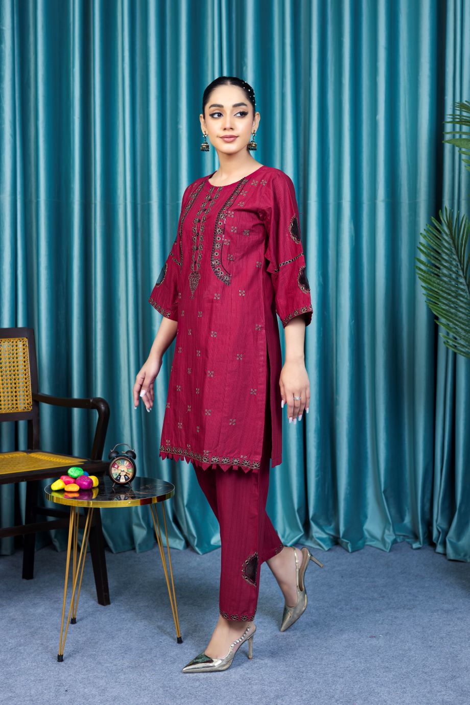 2PC EMBROIDERED  SUIT