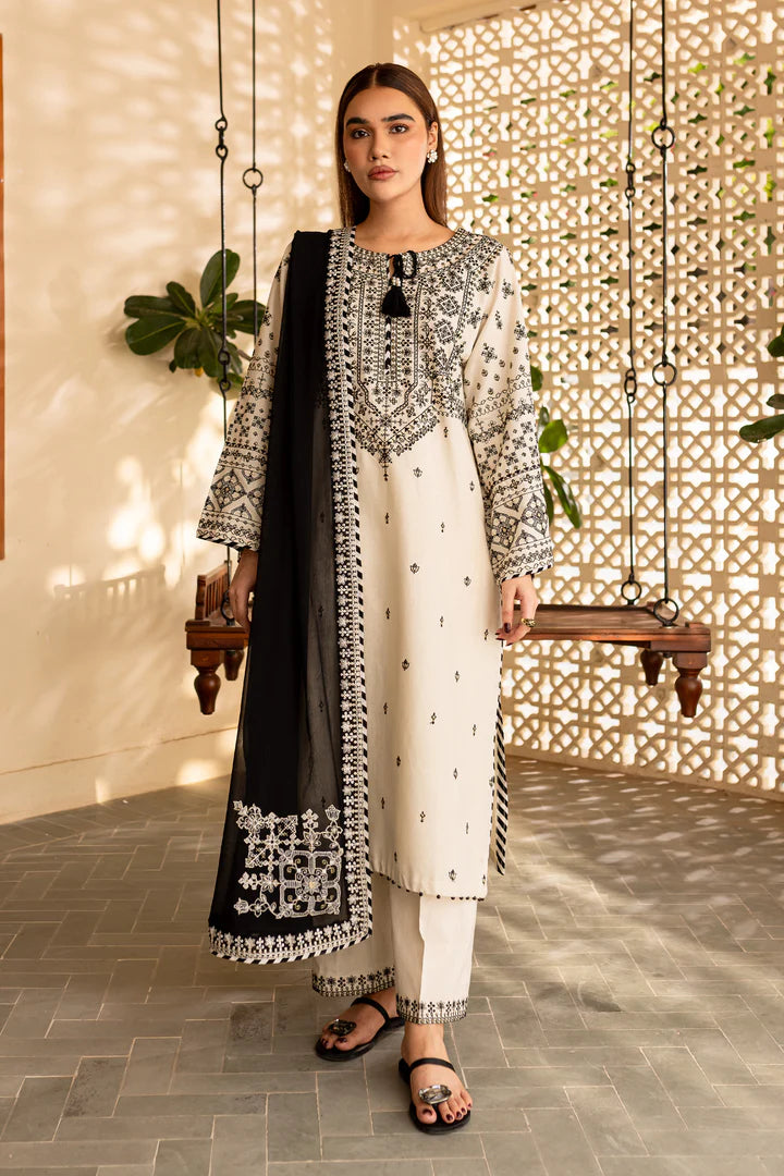 White Jewel 3Pc - Embroidered Dress