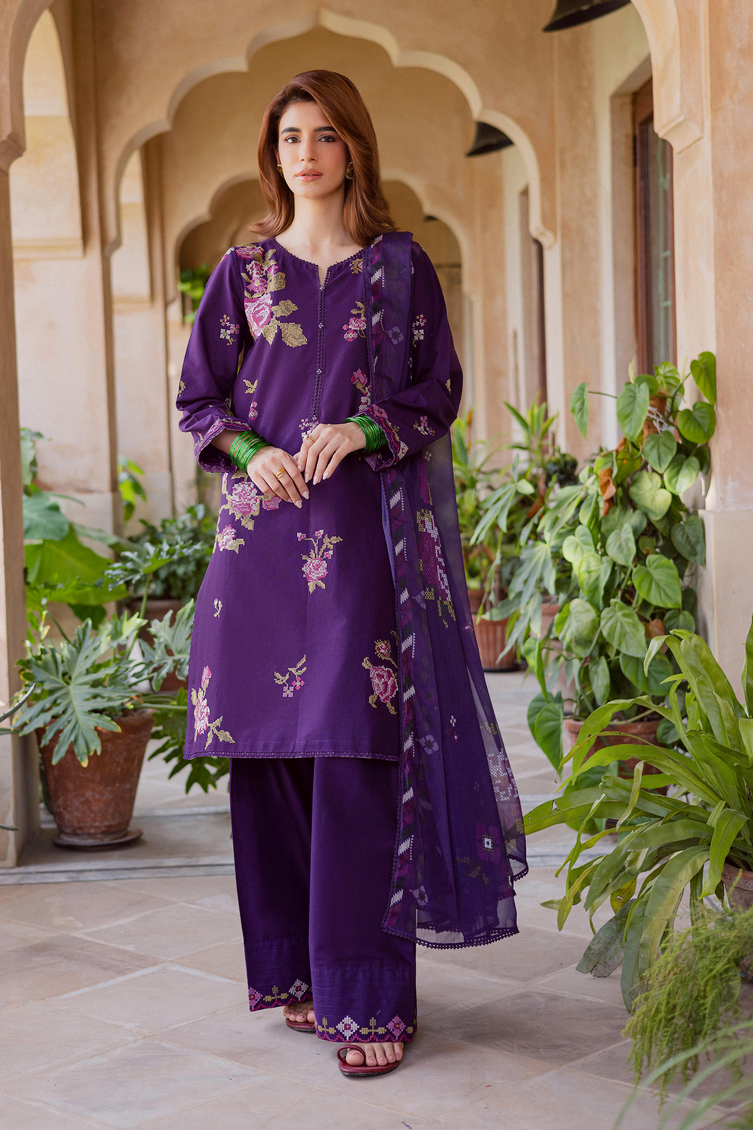 Nate Stitch 3Pc-Embroidered Dress