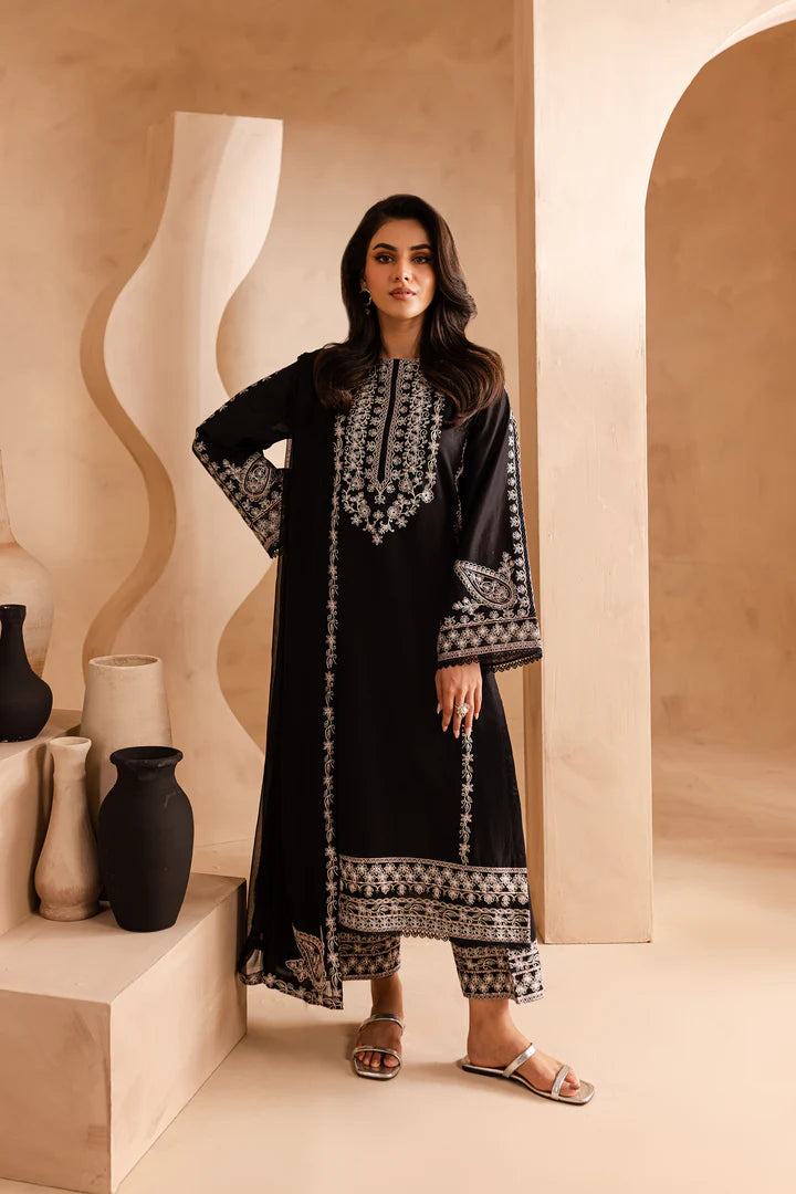 WINTER -Black Pearl 3Pc - Embroidered Dress