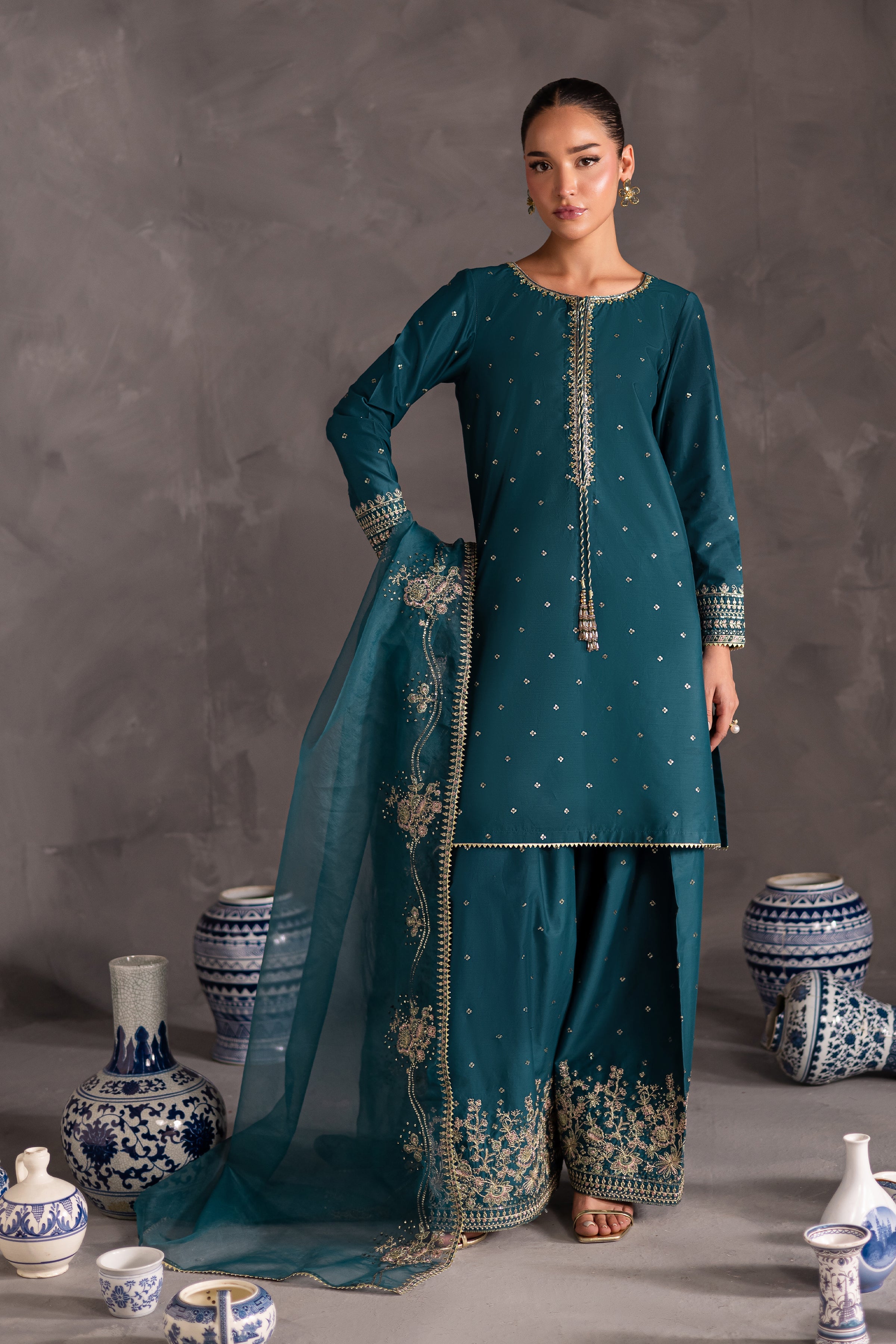 MAAND 3PC- EMBROIDERED DRESS