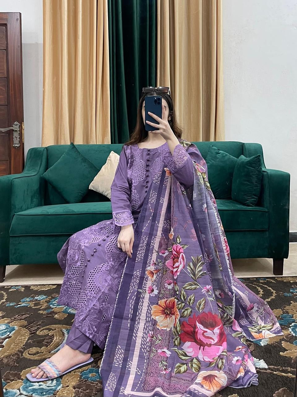 JANAN 3Pc- EMBROIDERED DRESS