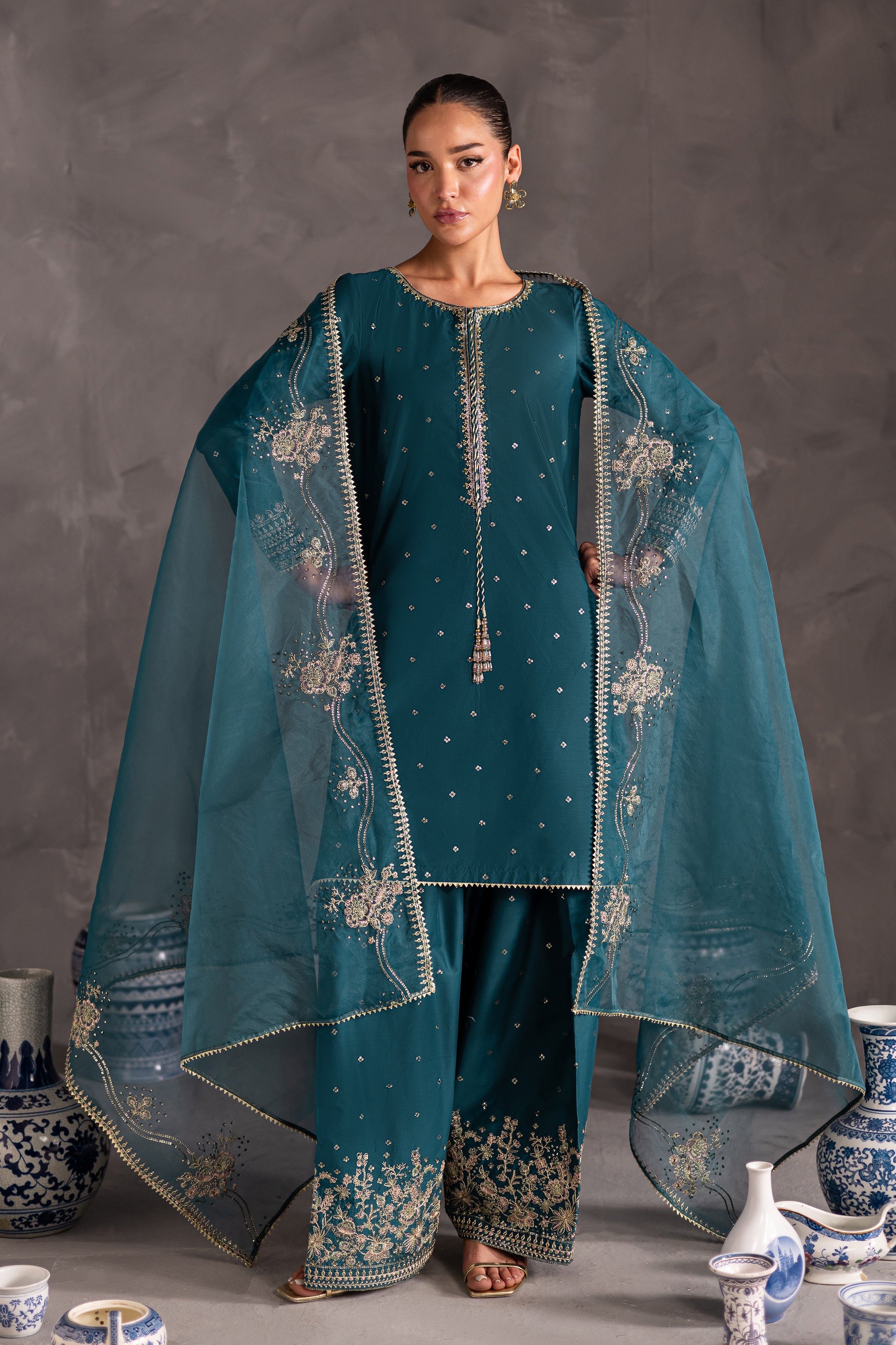 MAAND 3PC- EMBROIDERED DRESS