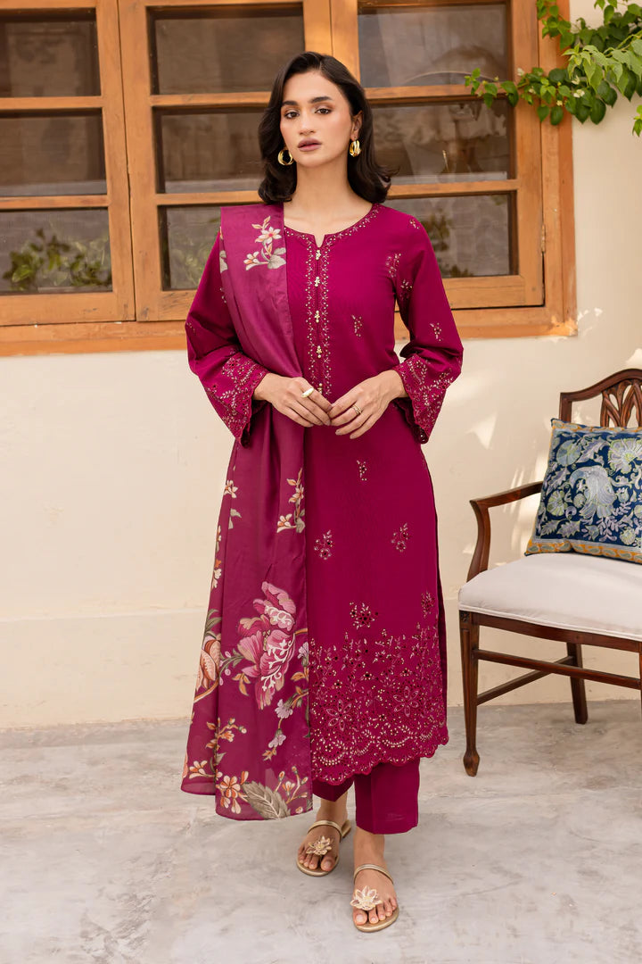 Lilas 3Pc - Embroidered Khaddar Dress