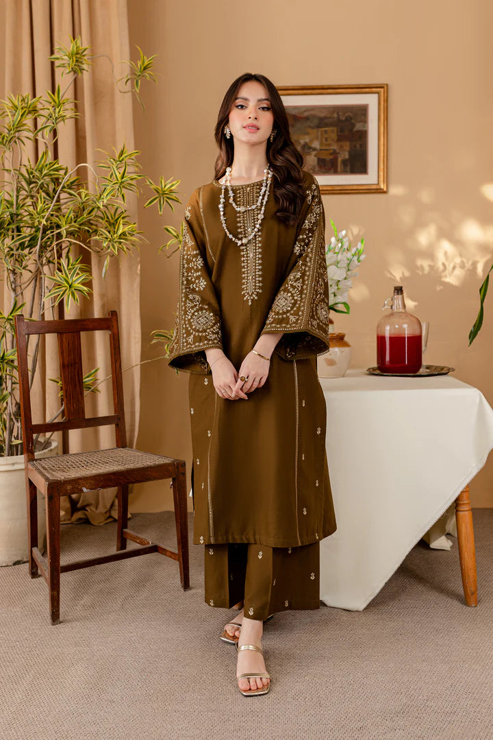 Green 2Pc - Embroidered Cotton Dress