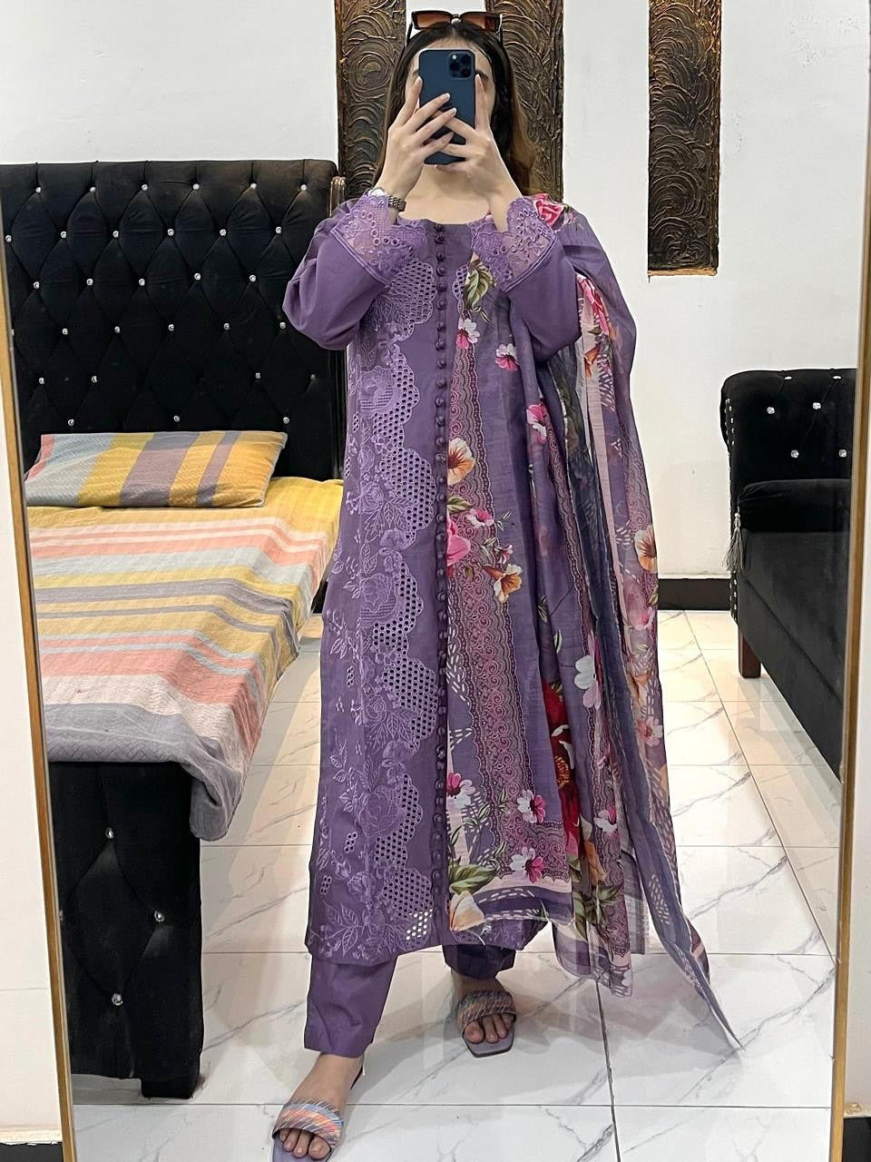 JANAN 3Pc- EMBROIDERED DRESS