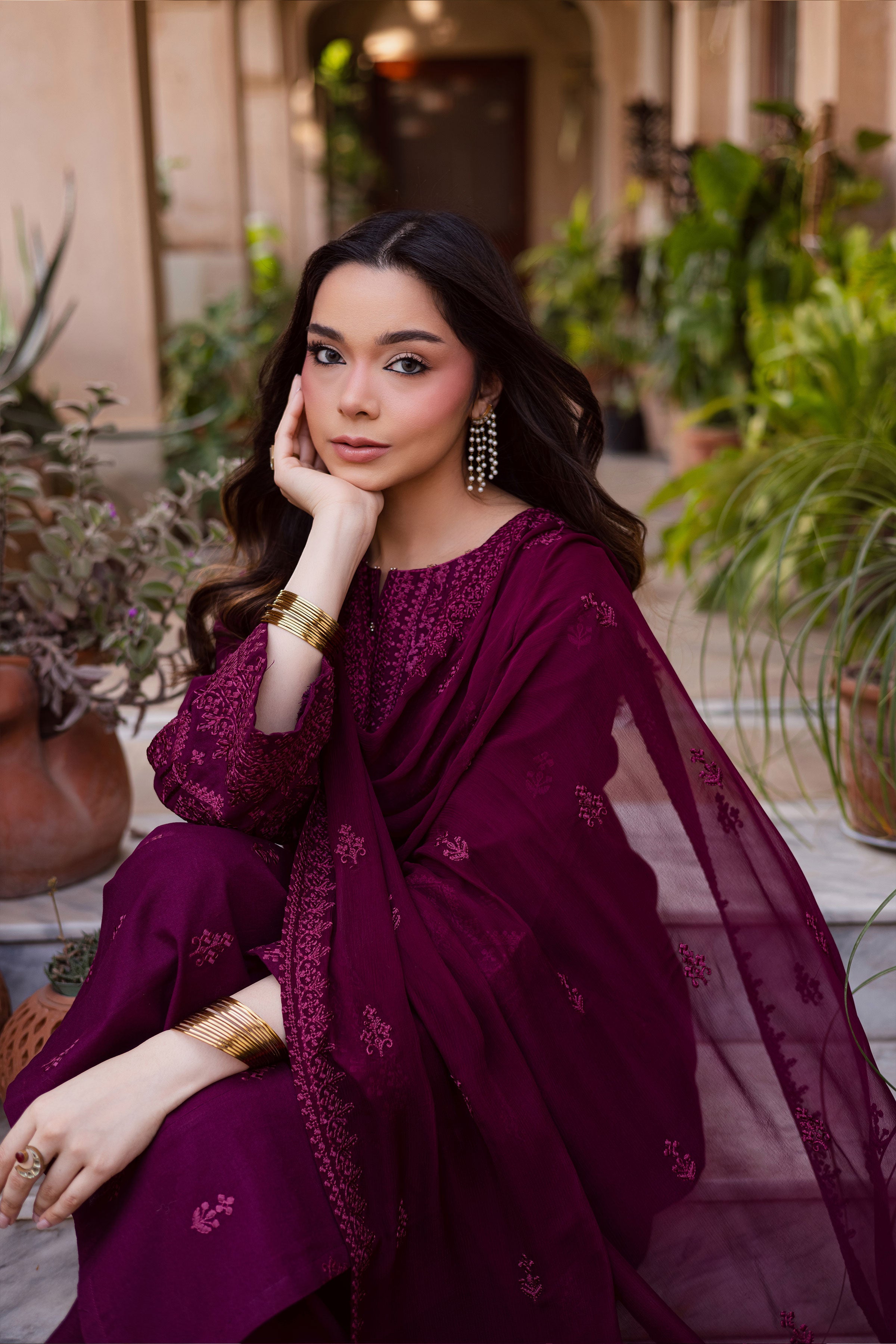 Hezlin 3Pc- Embroidered Dress