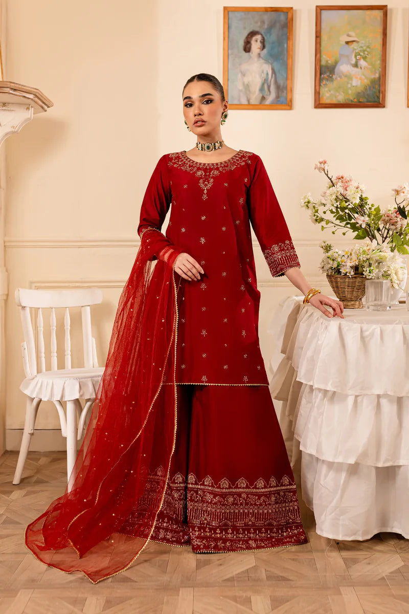 WINTER - Gold Ruby 3Pc - Embroidered Dress