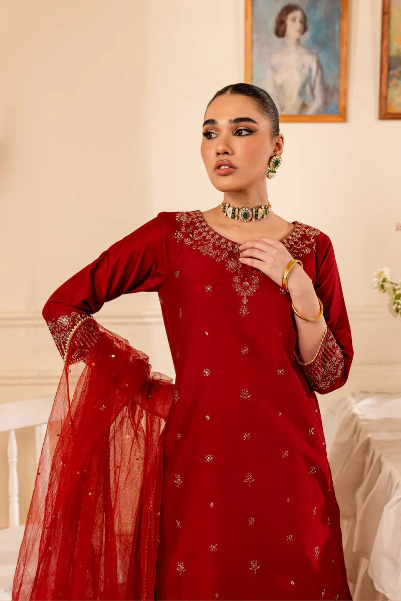 WINTER - Gold Ruby 3Pc - Embroidered Dress