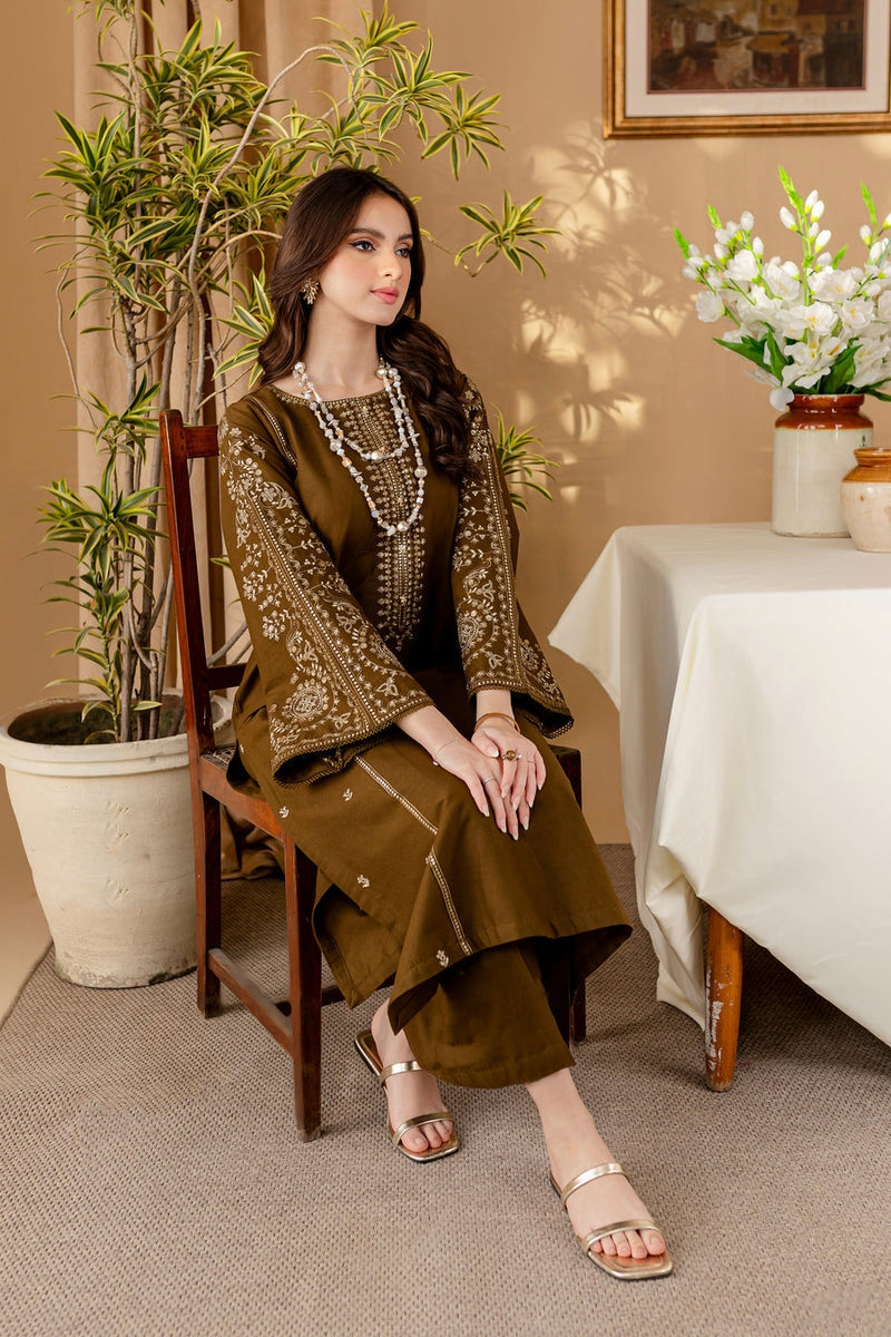 WINTER - Green 2Pc - Embroidered Cotton Dress