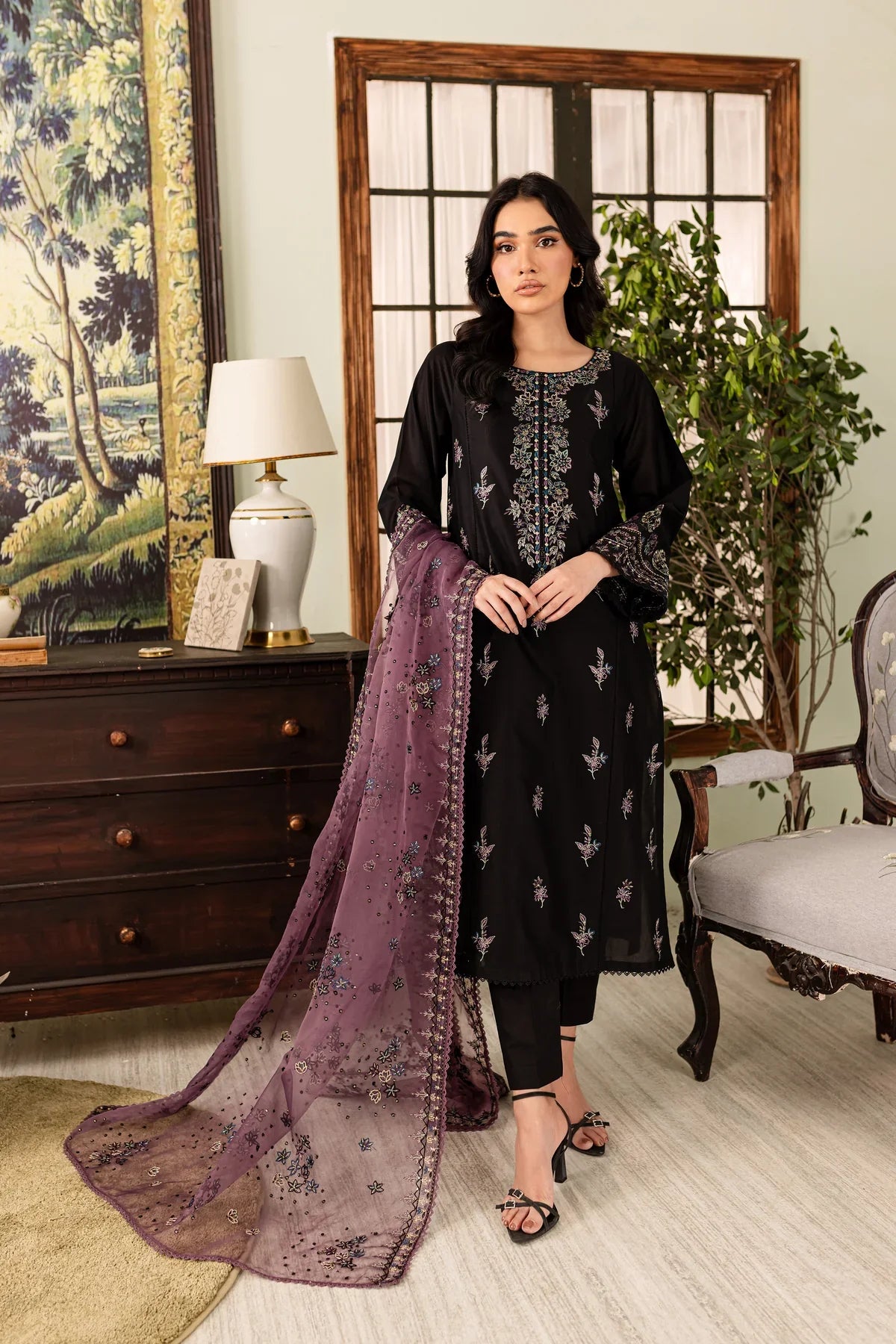 WINTER - Best Selling - Black Eve 3Pc Embroidered Cotton Suit