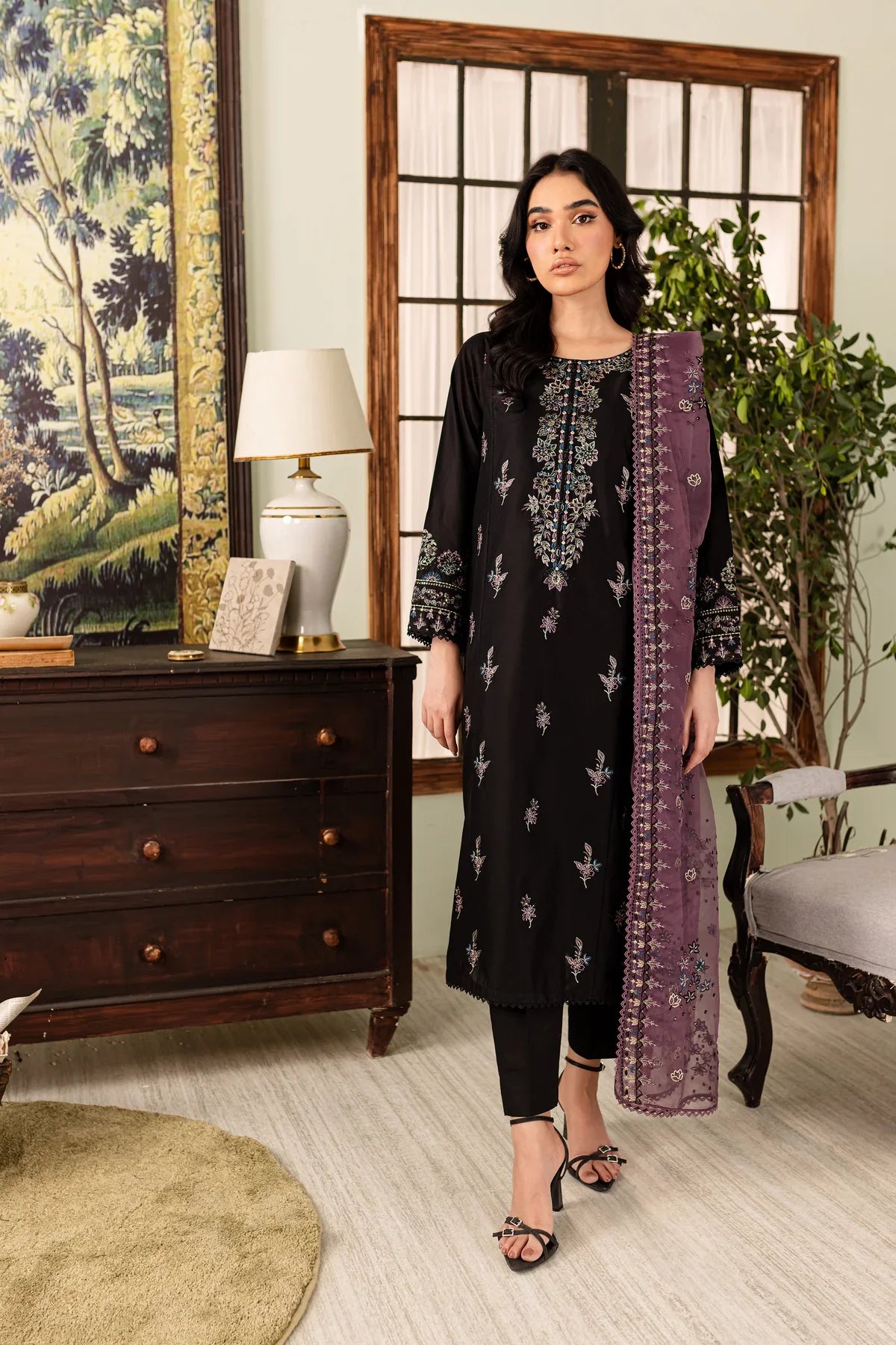 WINTER - Best Selling - Black Eve 3Pc Embroidered Cotton Suit