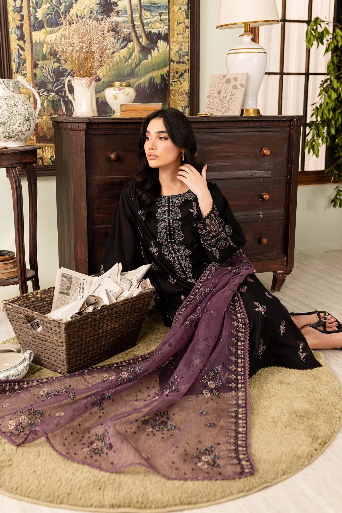 WINTER - Best Selling - Black Eve 3Pc Embroidered Cotton Suit