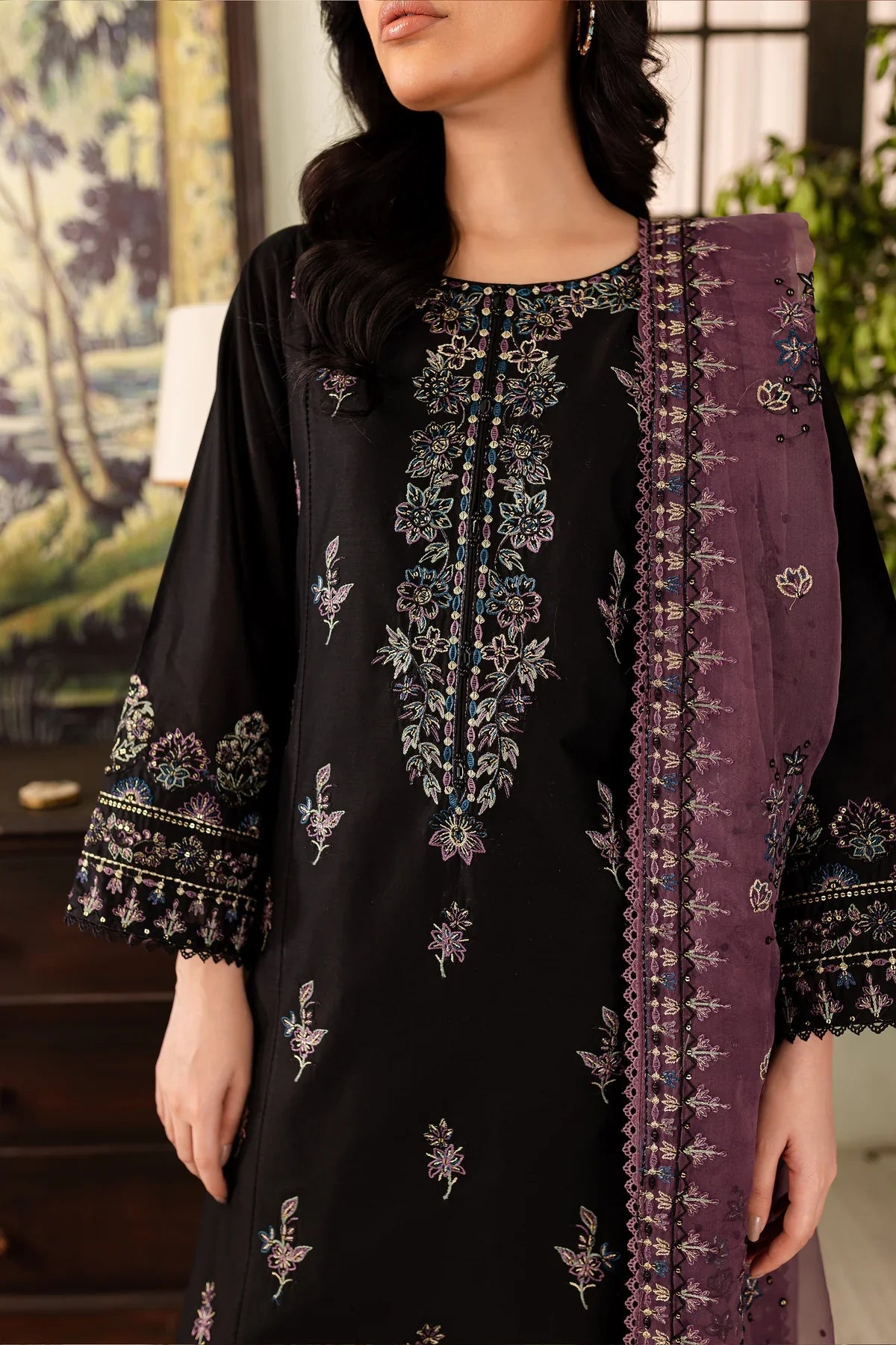 WINTER - Best Selling - Black Eve 3Pc Embroidered Cotton Suit