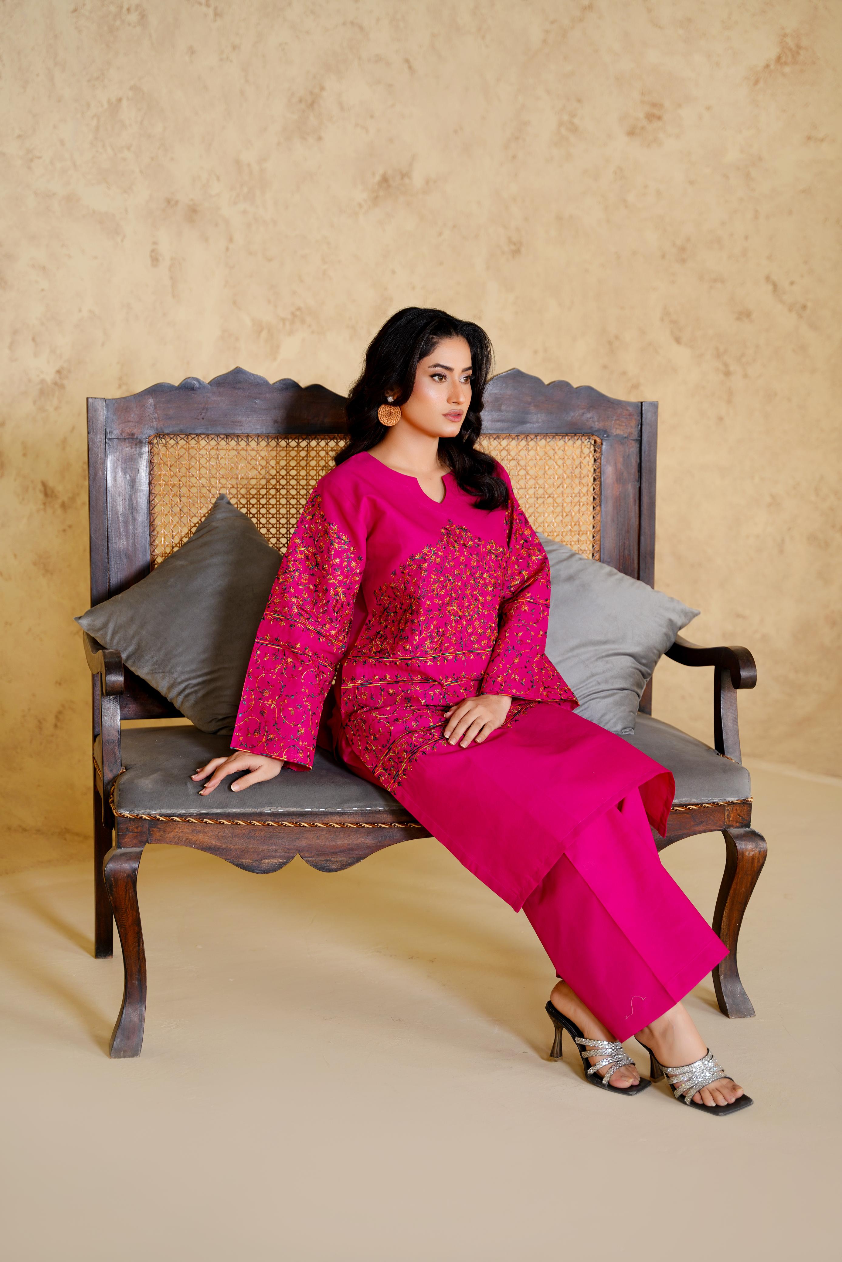 ZEVA 2PC EMBROIDERED DRESS